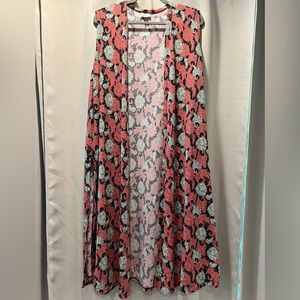 LuLaRoe Joy Longline Vest, NWOT - patterned pink - XL